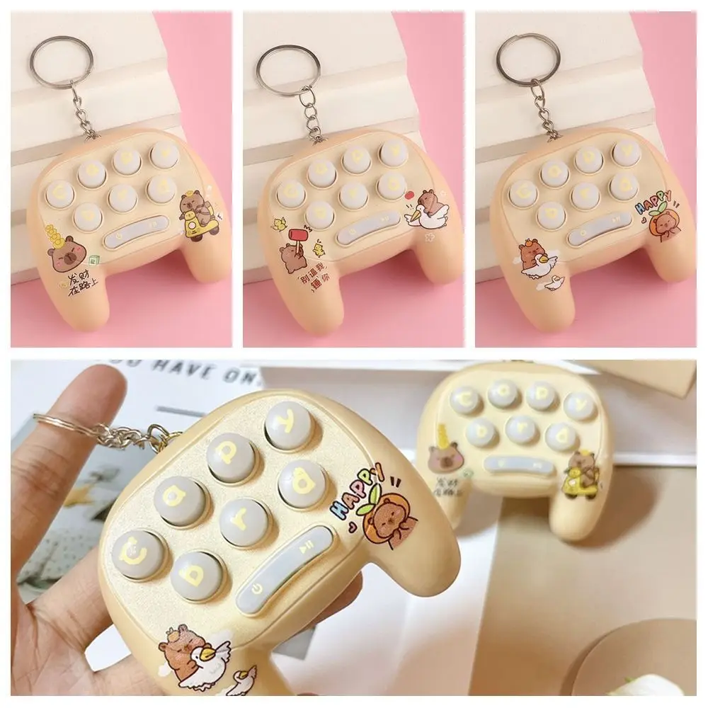 Whack-A-Mole Game Console Keychain Handle Appearance Luminous Mini Handheld Game Machine Capybara Pop Up