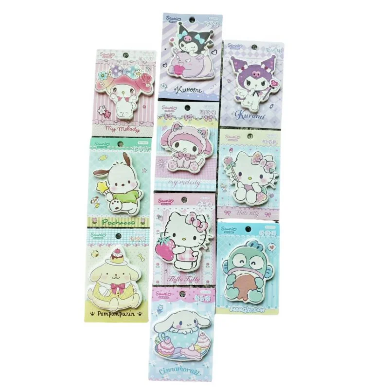 Sanrio Melody Kuromi Cinnamoroll Bloc de notas lindo Hangyodon notas adhesivas Bloc de notas planificador pegatina suministros postales escolares