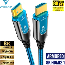 8K HDMI Fiber Optic Cable 48Gbps Ultra High Speed HDMI 2.1 Armored Cable 8K 60Hz 4K 120Hz Dynamic HDR eARC HDCP for TV Projector