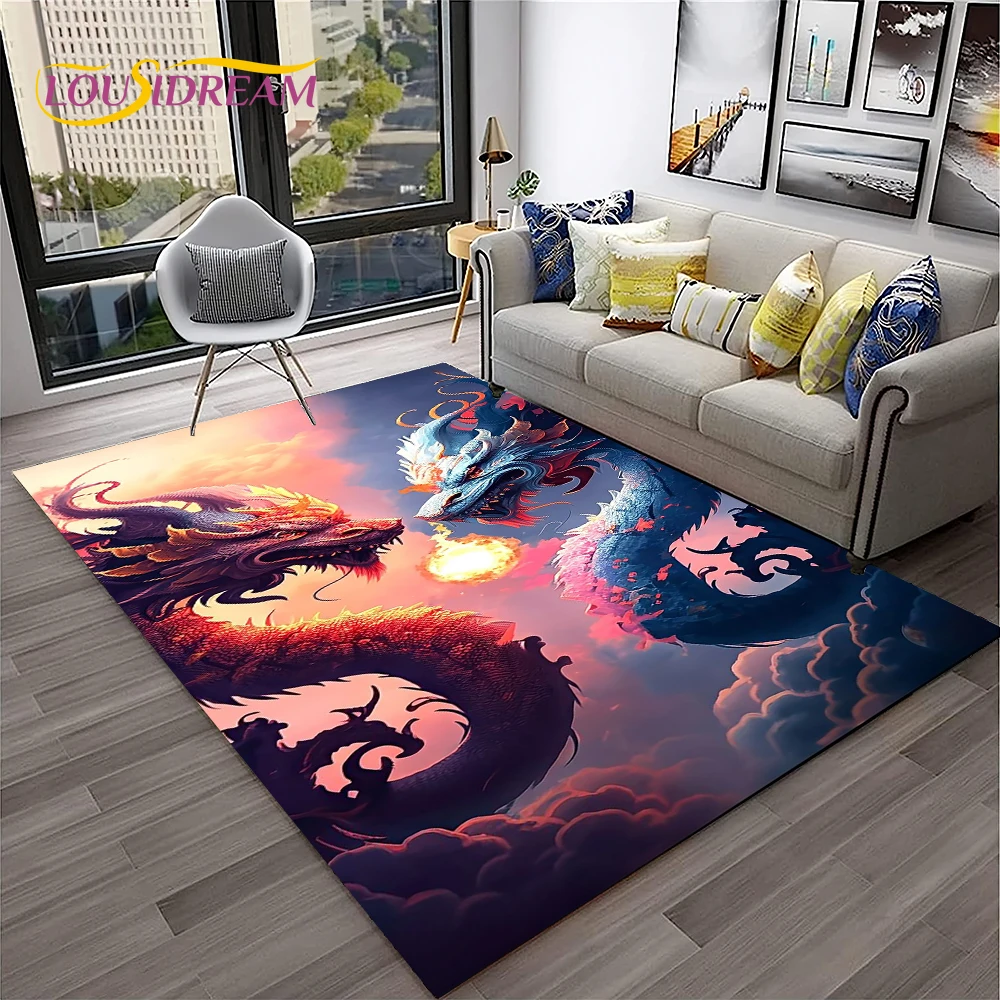 3D China Dragon Myth Art Cartoon tappeto tappeto per la casa soggiorno camera da letto divano zerbino Decor,Kid Play Area tappeto tappetino