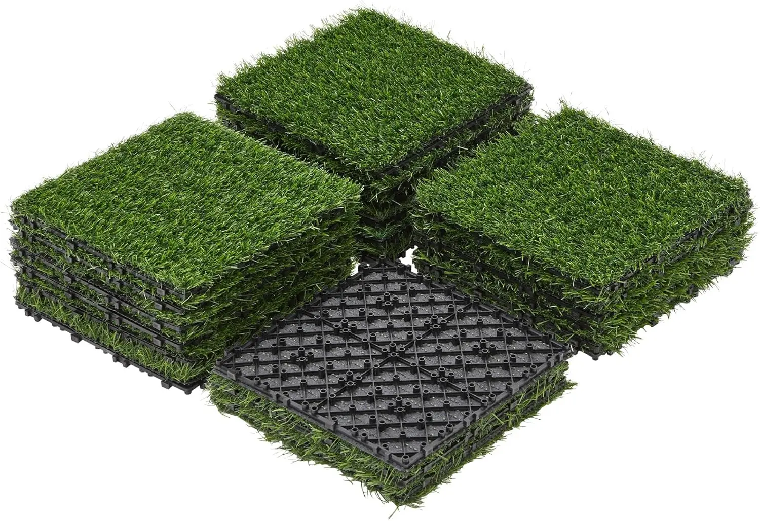 

12" x 12" Artificial Grass, Turf Tiles Interlocking Self-draining Grass, Fake Grass, Grass Pad for Dogs Potty, Patio, Balcony
