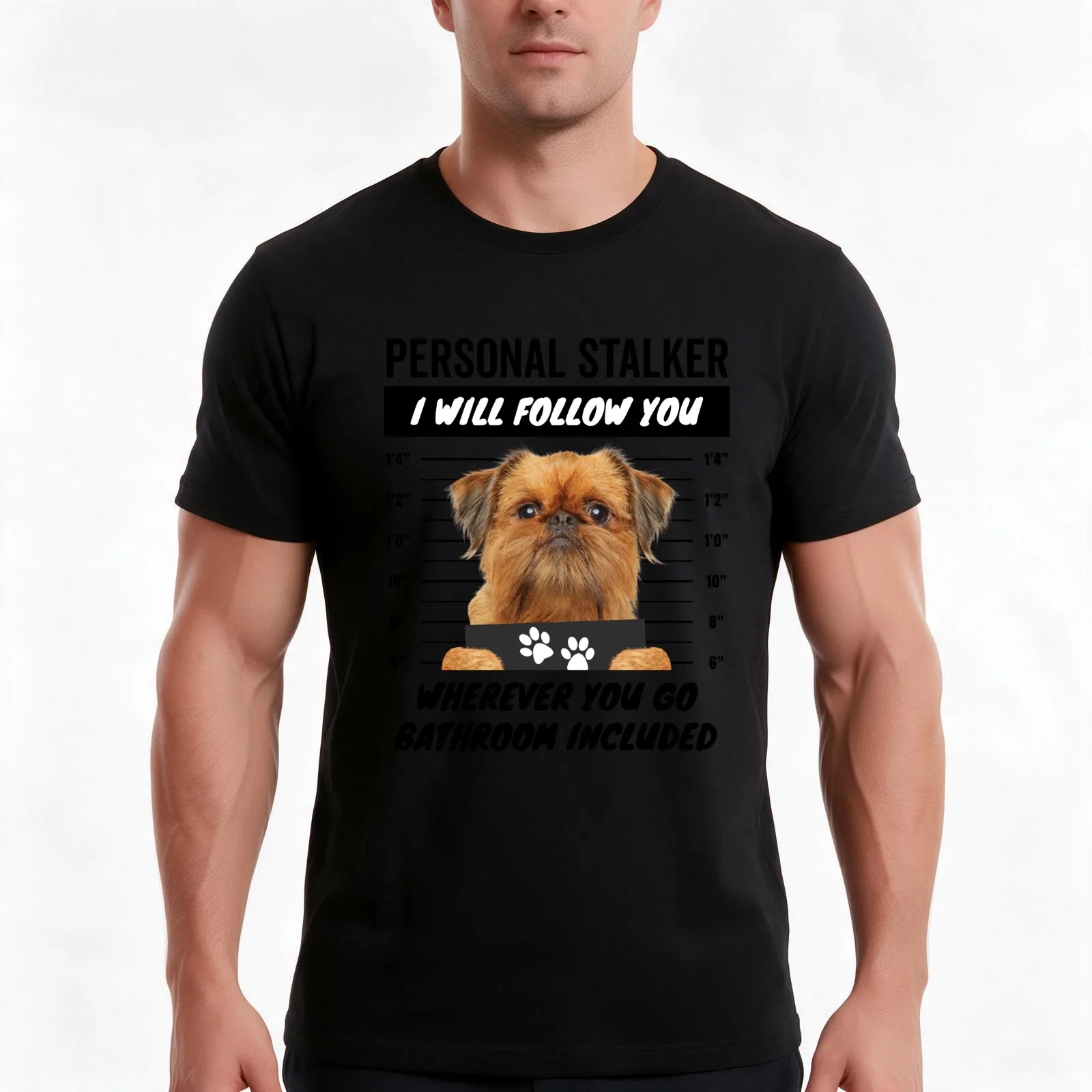Personal Stalker Dog – Brussels Griffon T-Shirt, Summer Casual Cotton Tee, Oversized Streetwear Tops, Vintage Graphic Print