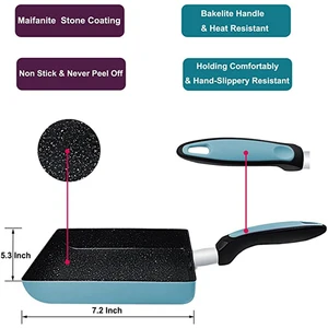 Japanese Pot for Omelet/Egg Pot Tamagoyaki - Nonstacking Coating - Mini Rectangular Frying - Blue/Yellow/Pink 10 Main Sales Pink Pin - №10