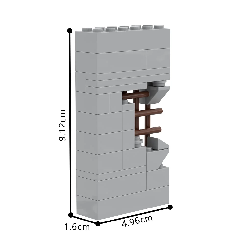 MOC Modello da parete rotta Blocchi di costruzione Muro di città Casa Cortile Design creativo fai da te Muro di mattoni Architettura di mattoni Giocattolo regalo
