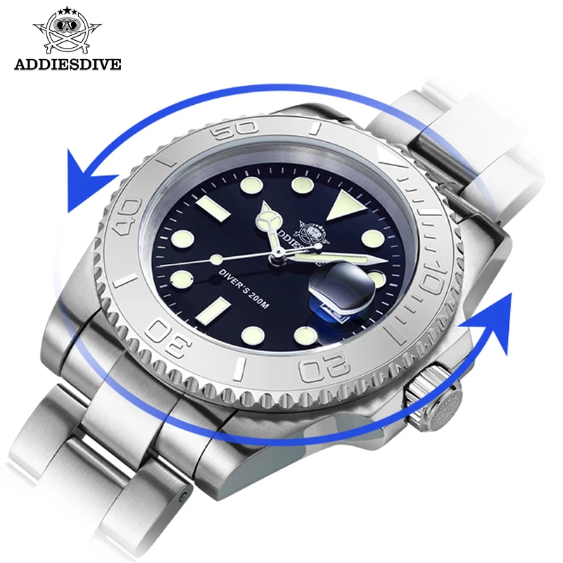 ADDIESDIVE Men's Watches Super Luminous Fashion Business Wristwatch 20ATM Diver Stainless Steel Quartz Watch Relogios Masculino