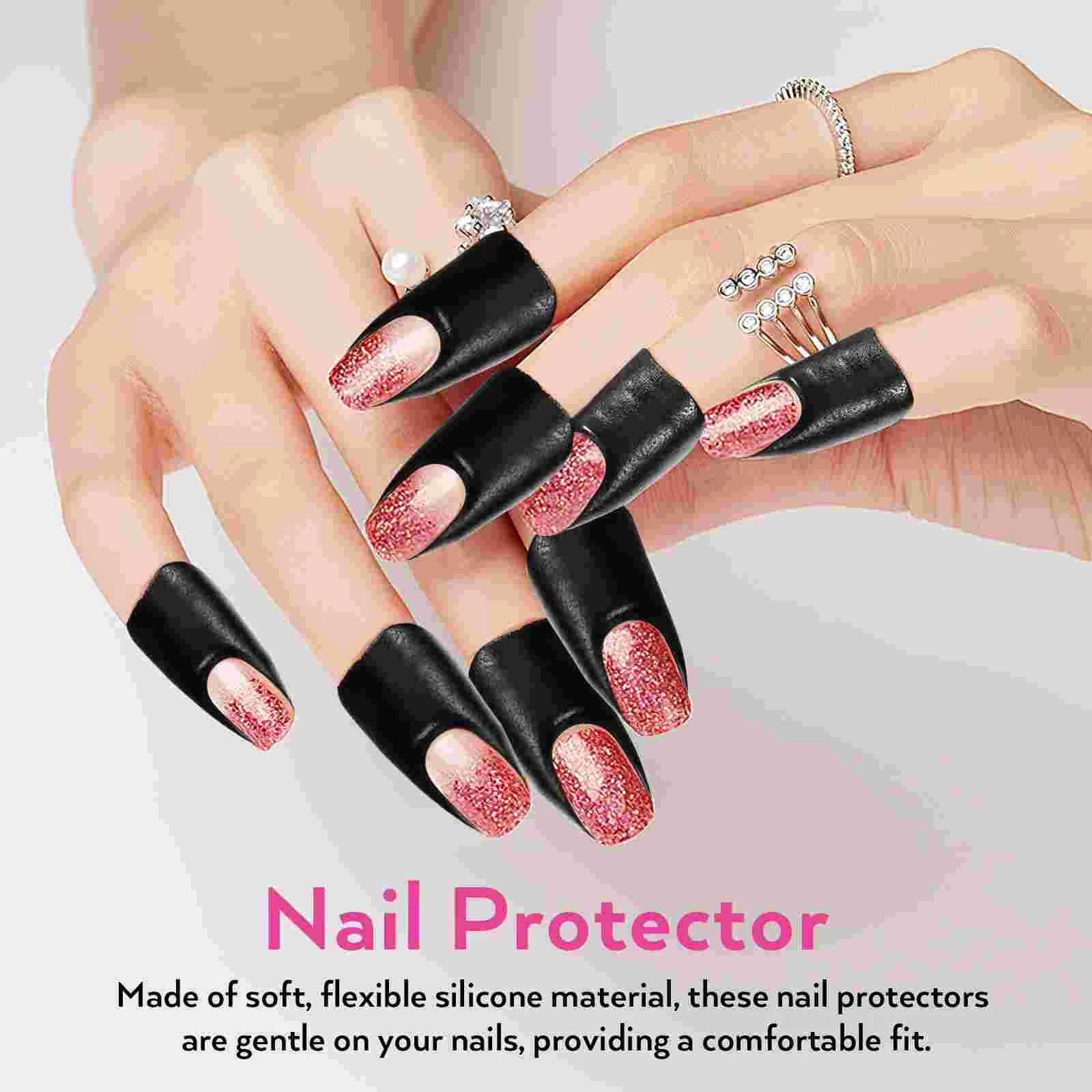 Folhas Protetora De Esmalte, Dedos em U-Shape Guards, Peel Off Sticker, Plástico