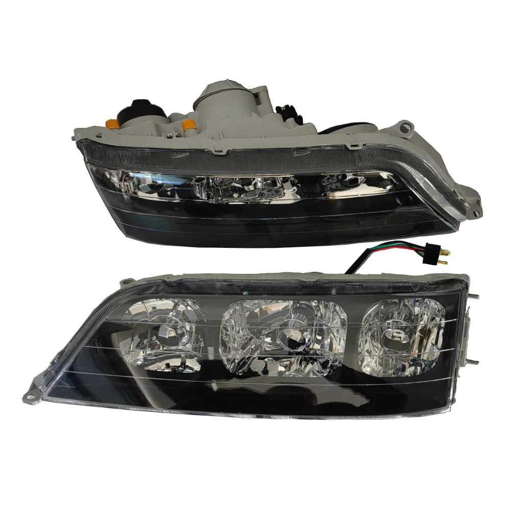 Headlight For Toyota Mark II GX100 JZX100 Head Lamp 1996-2000 Black Crystsal Lens total Three Reflective Bowls 2pcs