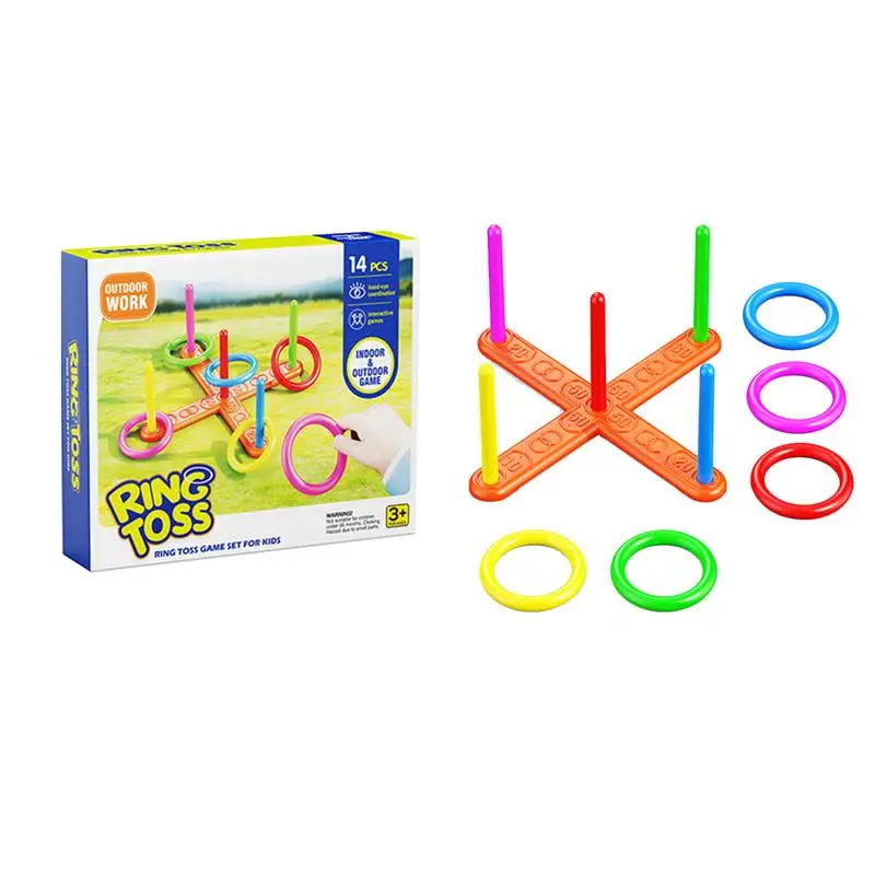 

5 Toss Rings Throwing Game for toddlers Indoor Holiday Fun Game Toy Set Family Activity Game Backyard Toys For Boys & Girls