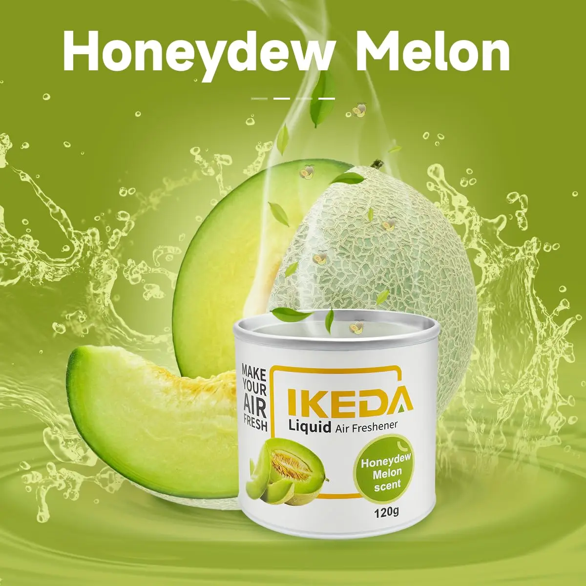 Ambientador para Auto con Aroma a Melón Honeydew, Líquido en Latas, Elimina Olores, Elimina el Aroma a Humo, Fragancia Fuerte y Duradera para Auto