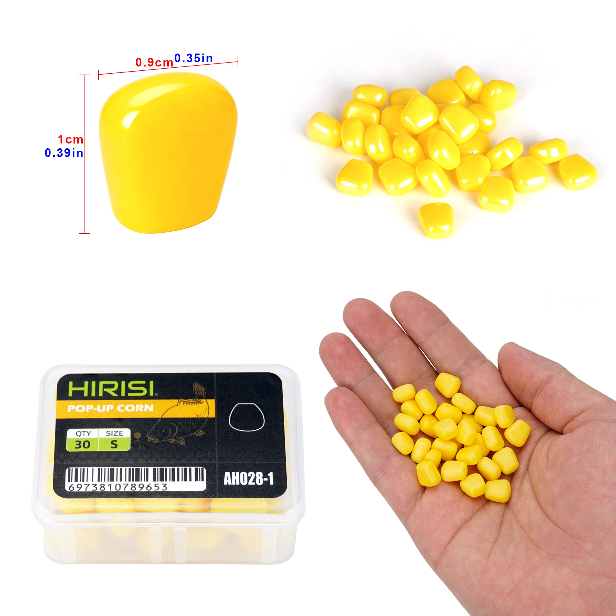 Hirisi 30Pcs Artificial Pop-Up Corn Bait Simulated Fake Corn Lures Soft Carp Fishing Bait Terminal Tackle Fishing Accessories