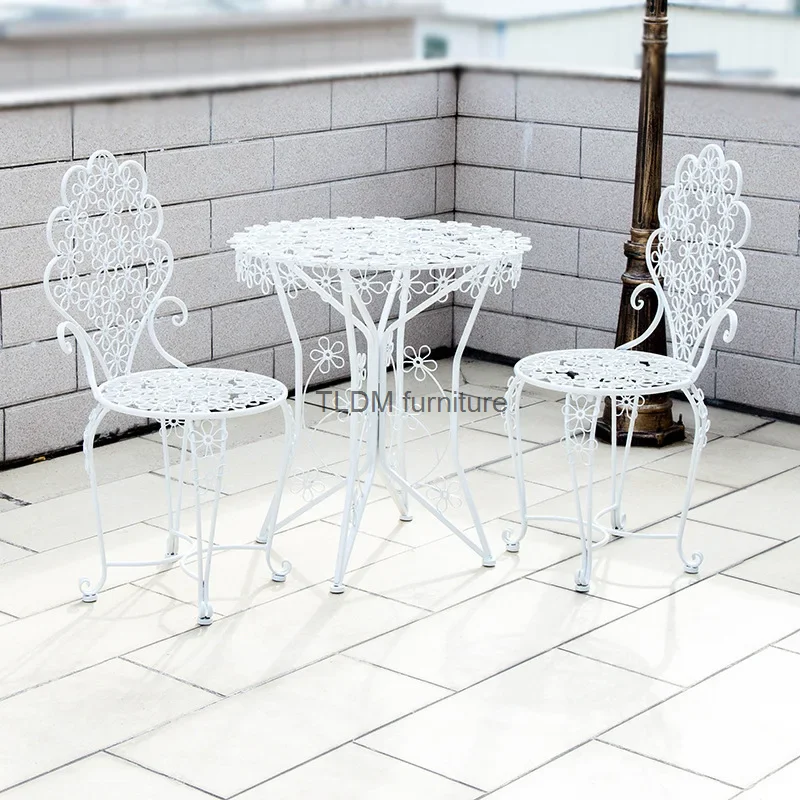 

Уличный круглый садовый стол и стул, набор мебели для балкона и патио, современный роскошный террасный стол и стул из трех предметов для двора