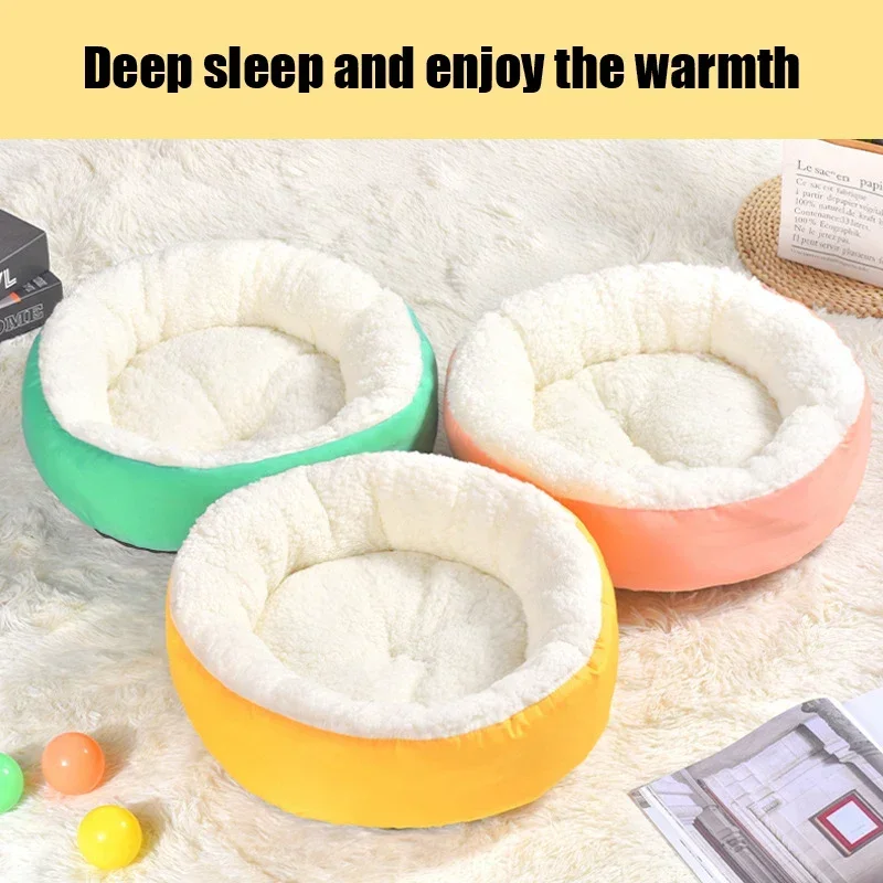 Comfortable Plush Pet Nest Round Cashmere Warm Cat Nest Comfortable Winter Without Fuel Without Electricity