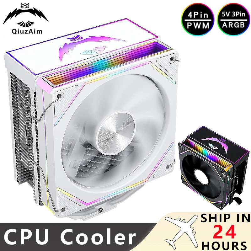 

QiuzAim High Performance Cooler Argb Fan 120mm Cpu Air-cooled Processor 4/6 Heat Pipe install LGA115x 1200 1700 x79 x99 2011 AMD