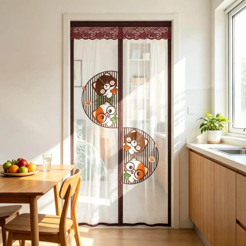 Self-Sealing Magnetic Screen Door, Heavy Density Flexible Breathable Panel,Self-Adhesive No-Drill Installation Without Drilling