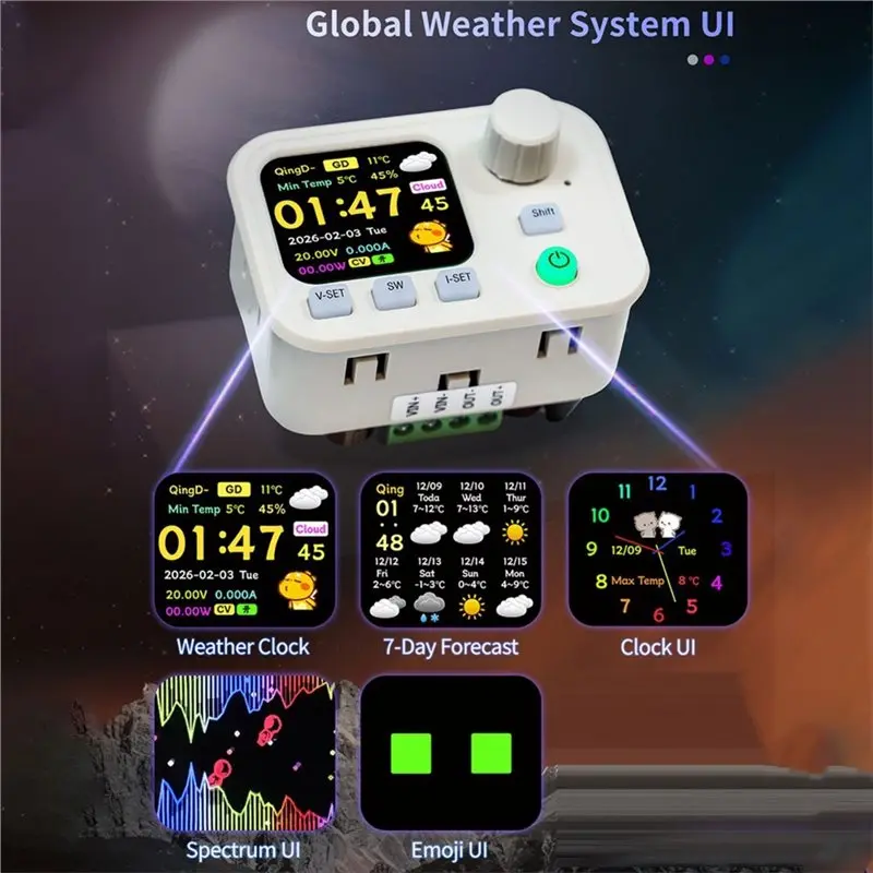 AB41-XY-SK200W DC Buck Boost Converter 200W 40V 9A Digital Control Power Supply Module Wifi Bluetooth MPPT IPS Display Screen
