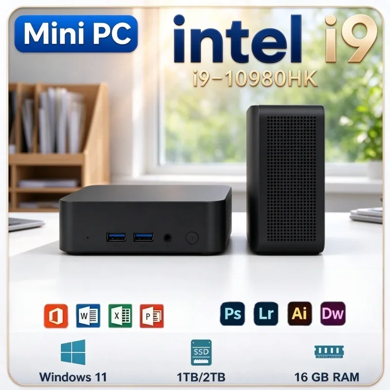 2026 Home Office Mini PC Intel Core I9 10980HK Windows 11 16GB RAM 2TB SSD WIFI 6 BT5.2 Compact Desktop Computer