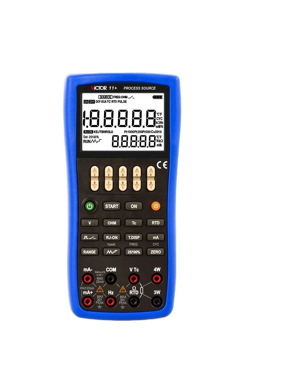 

VICTOR 11+ Process Signal Source High Accuracy Output function Thermal resistance Thermocouple Frequency calibrator