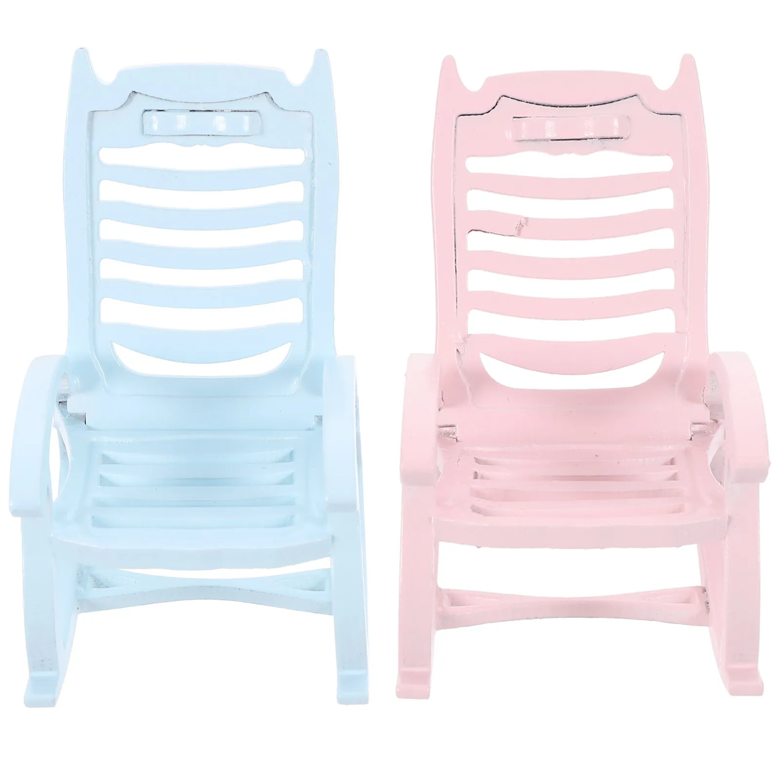 

2Pcs Mini Wooden Rocking Chairs for Mini House Decoration Handmade Furniture Accessories Desktop Ornament Miniature