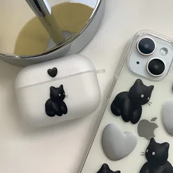 Airpods Pro 2 3 4 Pro,第3世代用のかわいいハート型の猫の絵が描かれたケース,ワイヤレスヘッドフォン用