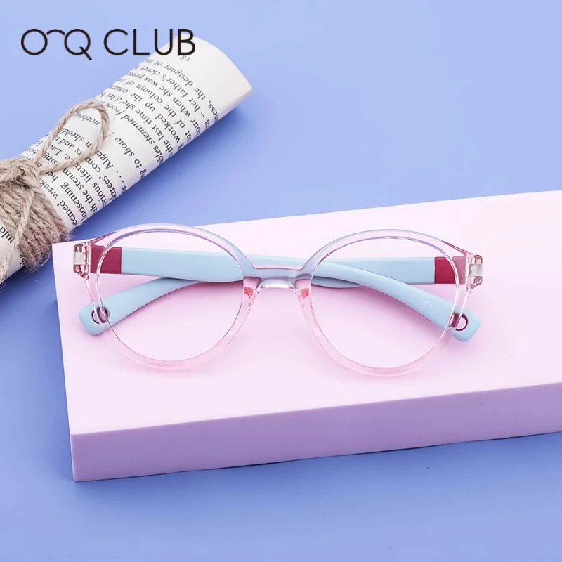 

O-Q CLUB Kids Glasses TR90 Silicone Eyeglasses Flexible Children’s Round Eyewear Myopia Optical Eyeglasses Frames 2509