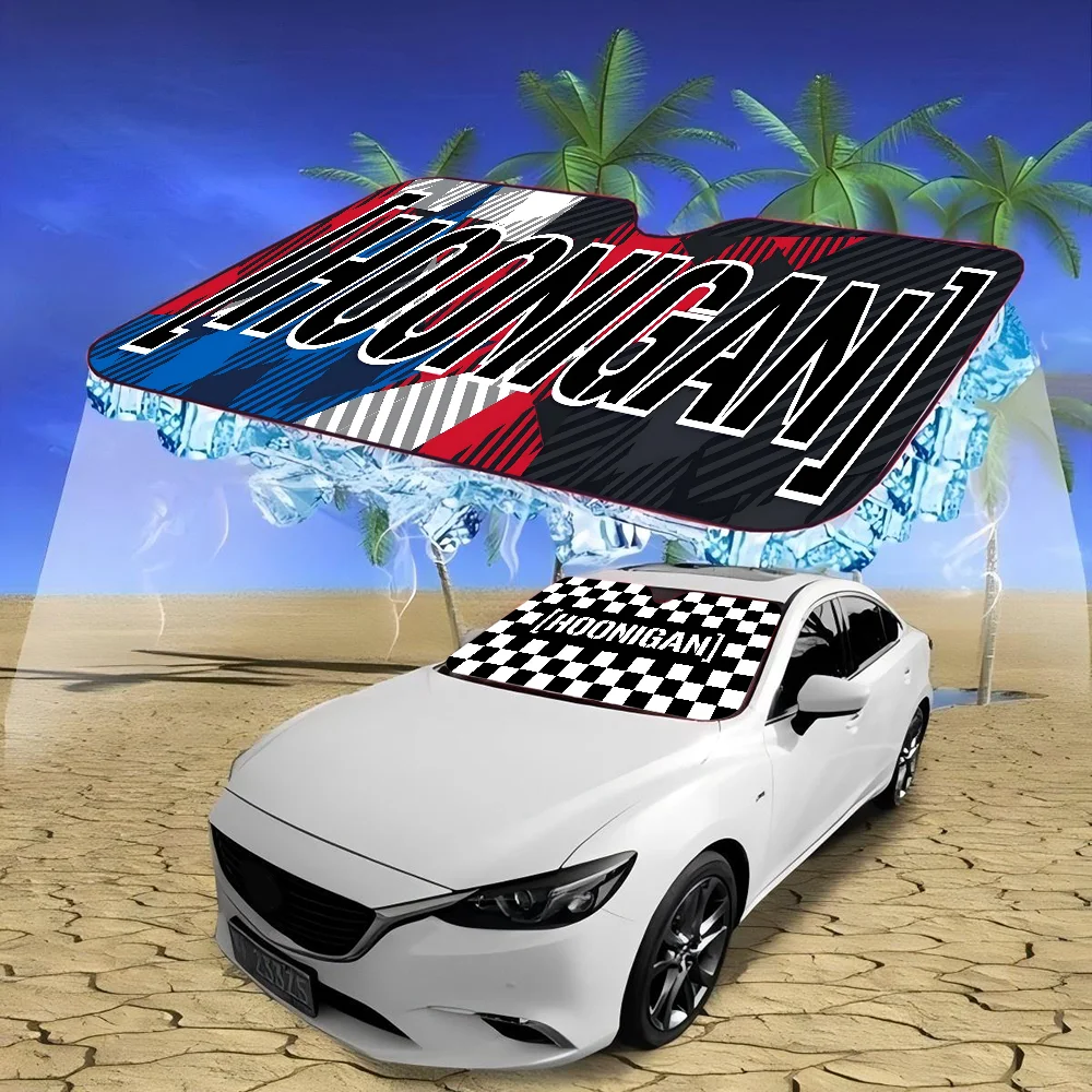 Hoonigan ขับเคลื่อนโดย Passion Racing โลโก้รถหน้าต่าง Sun Shade กระจกป้องกันรังสียูวีด้านหน้าด้านหลังกระจกบล็อกฝาครอบ