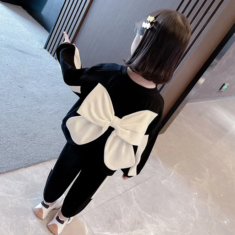 New Autumn Suit Girls Fall Clothes Sets Baby Girl Clothing Set Kids Large Butterfly Sweatshirt Pants 2Pcs Suits Outfit