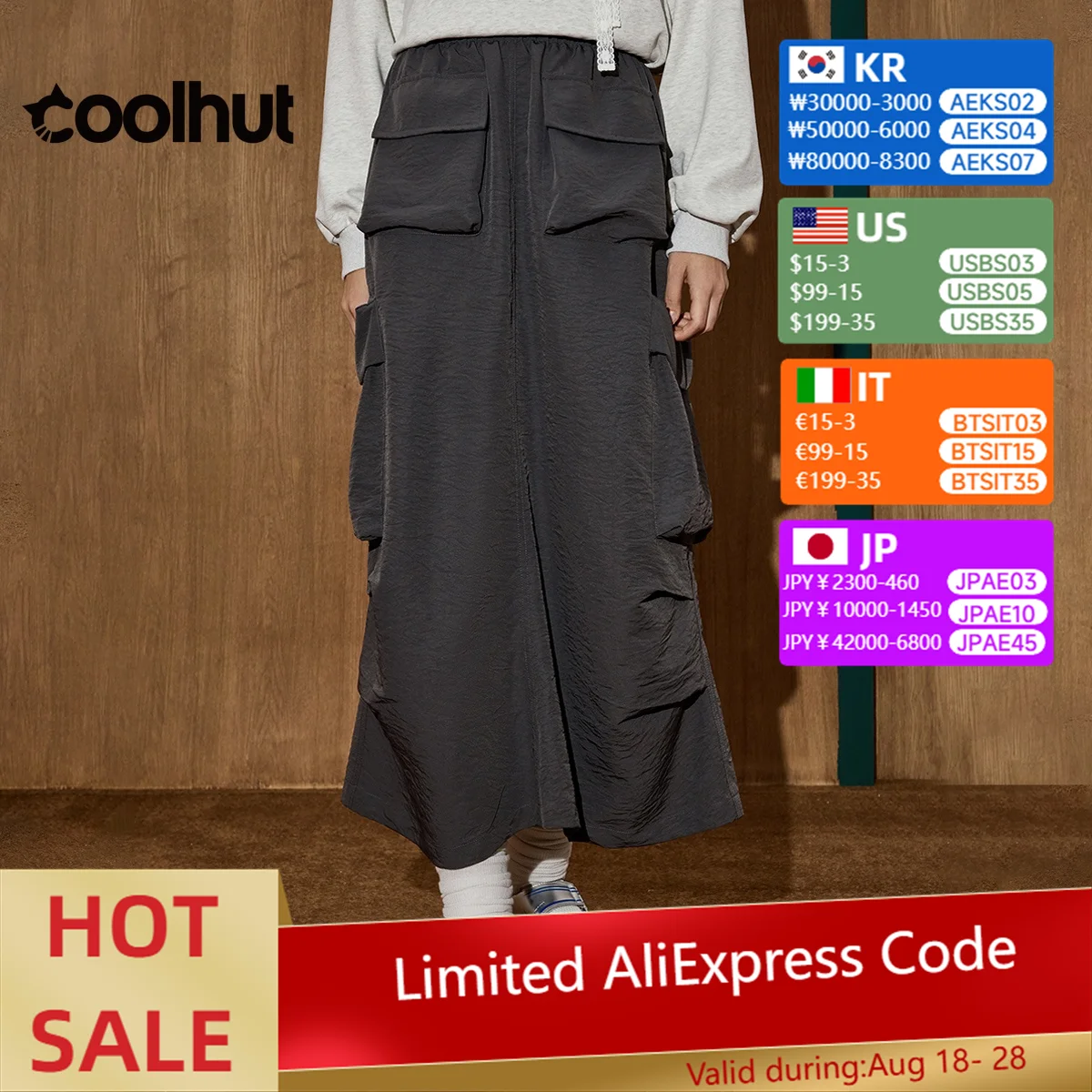 

COOLHUT Women's 2025 Niche Design Utility Maxi Skirt Oversized Pockets Loose Fit Vintage Workwear Fall Casual Long Skirt