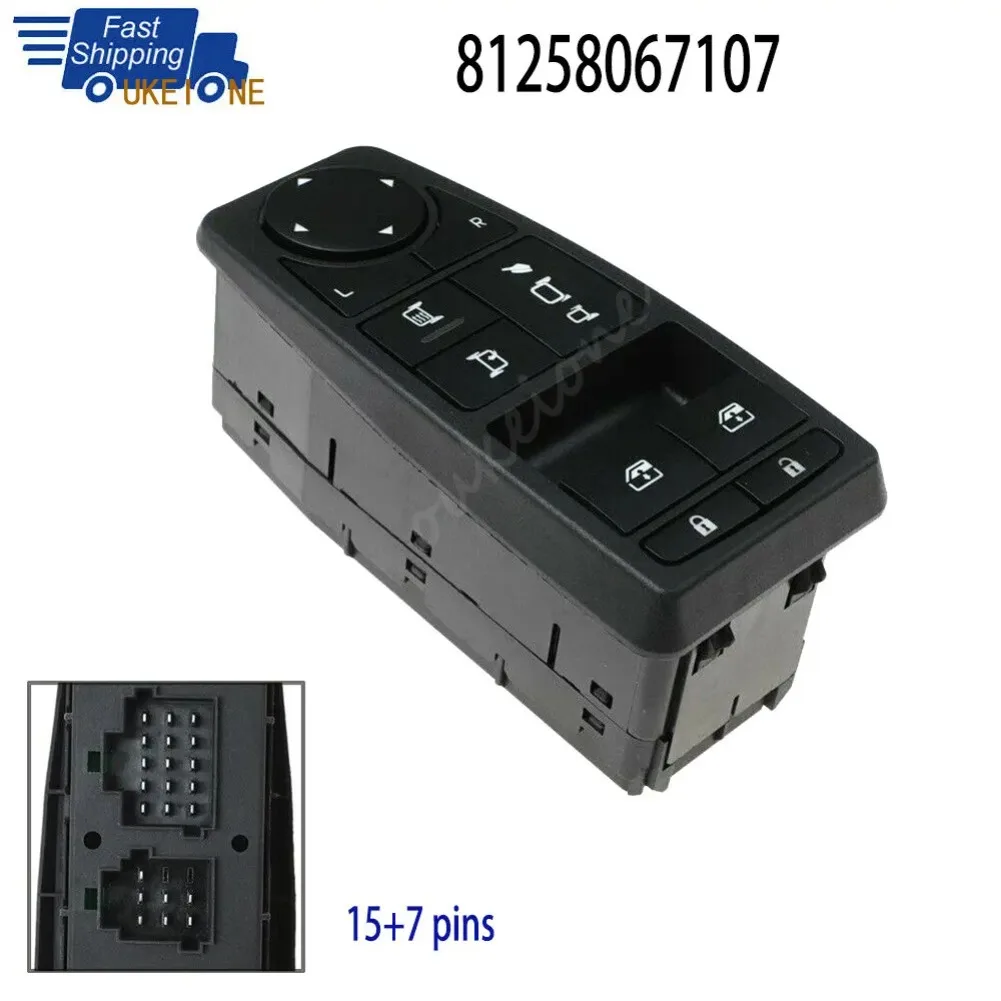 

New Front Driver Side Electric Power Window Control Switch For MAN TGL TGM TGS TGX 81258067107 Truck 81258067092 Car Accessories