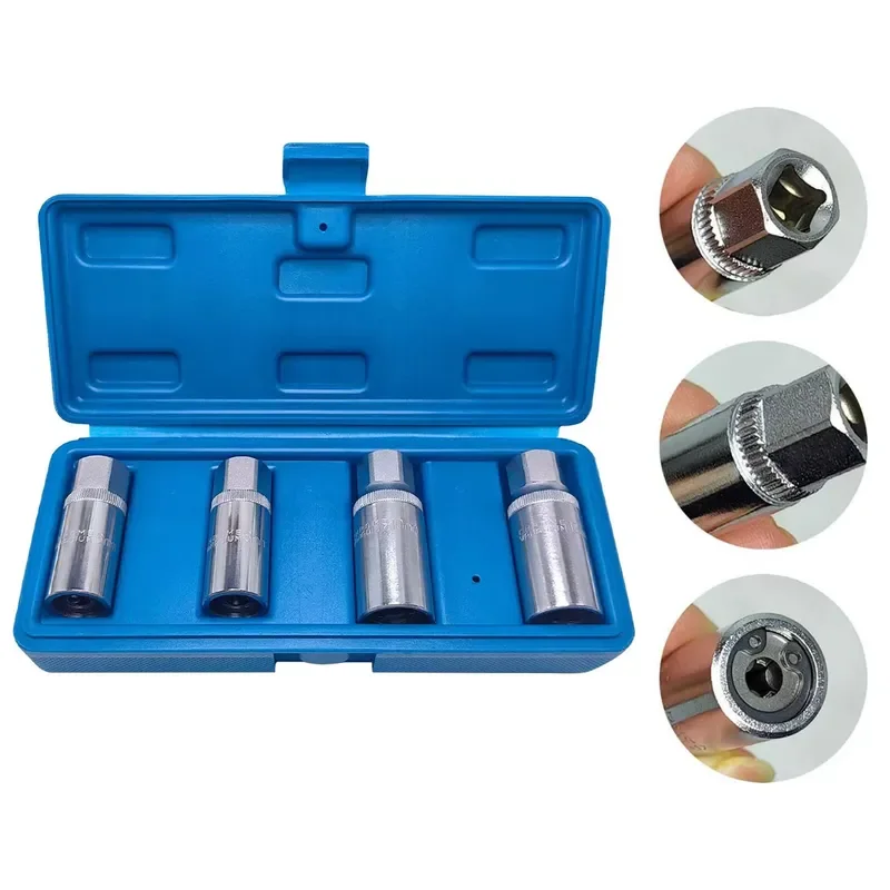 for 4-Piece Set 1/2 Double Head Bolt Thread Screw Headless Broken Sliding Tooth Disassembly Socket Extractor Removal Tool Kit