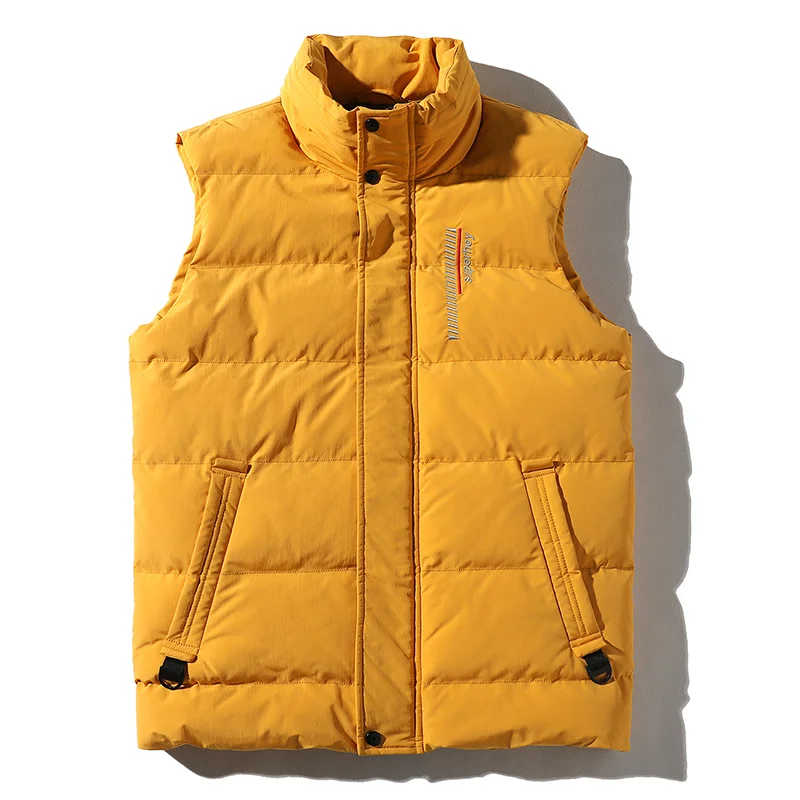 Sendo vigor algodão acolchoado qilted gilet inverno quente zíper completo sem mangas jaqueta puffer bolha colete de algodão