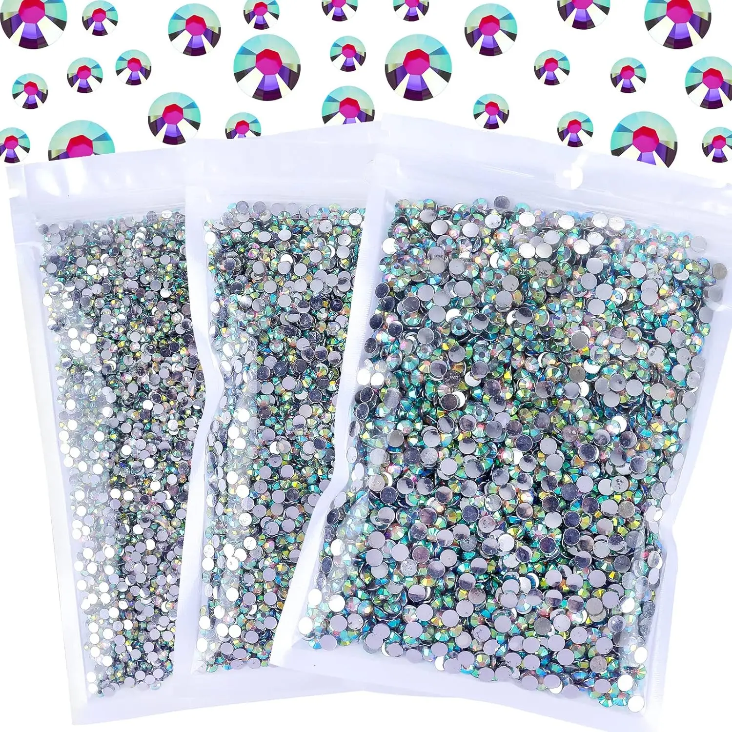 

6000 AB Resin Rhinestones, 3mm/4mm/5mm - Non-Hot Stick Gems for DIY Crafts, Mugs, Cosmetics and Nail Art