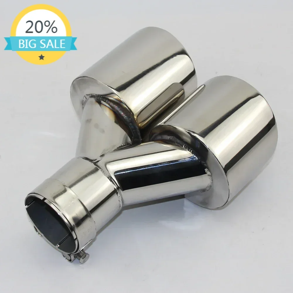 

Car Accessories Stainless Steel And Bright Face Without Marked Y-type Double Outlet Straight Edge Exhaust Pipe Tailpipe