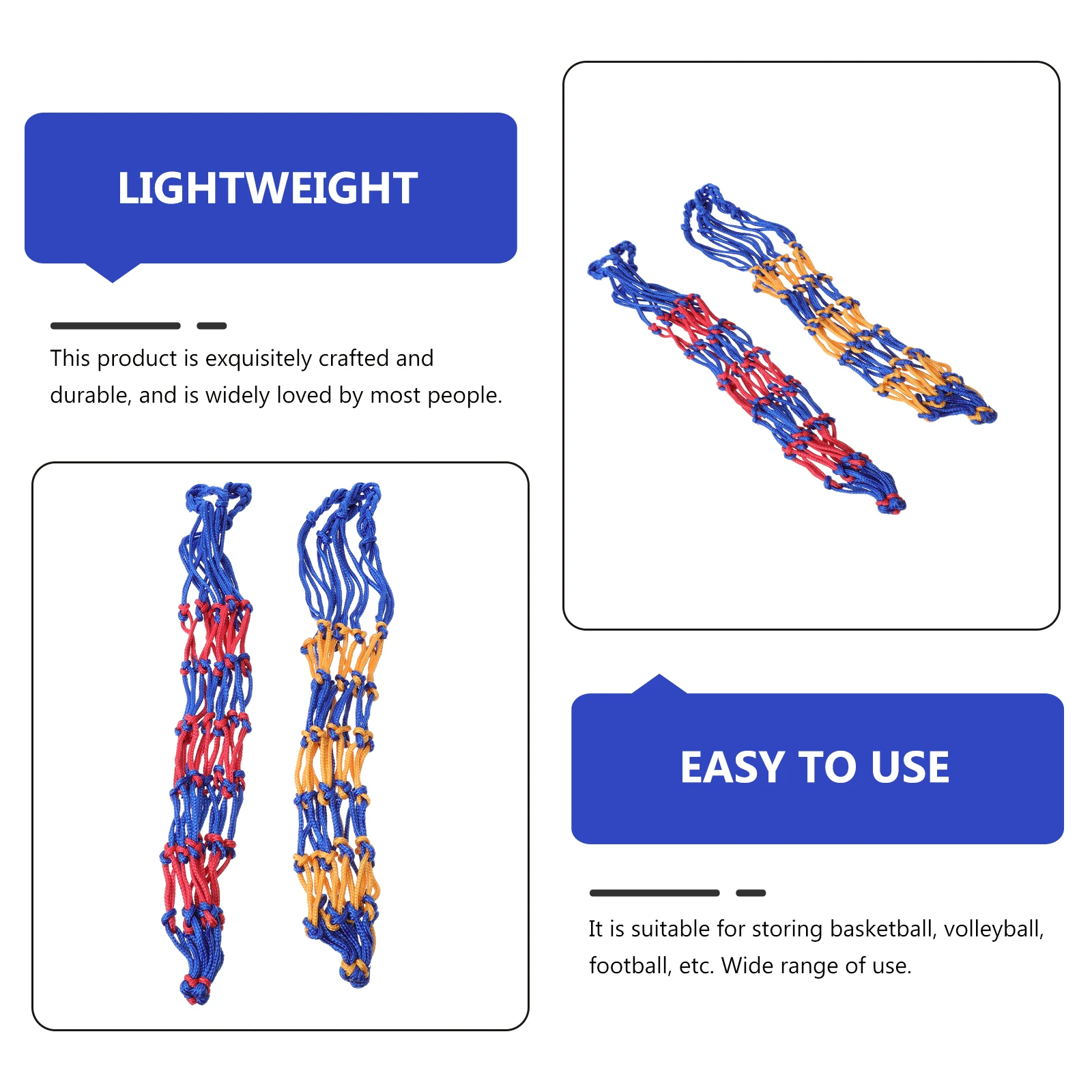 

2pcs Mesh Ball Storage Bag Heavy Duty Waterproof For Basketball Volleyball Football School Sports Equipment Balls Storage Bags