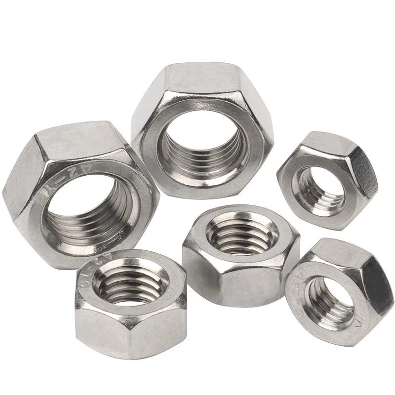 Din934 Hexagon Nuts M1 M1.2 M1.4 M1.6 M2 M2.5 M3 M4 M5 M6 M8 M10 M12 Metric Hexagonal Hex Nut Nuts 304 Stainless Steel