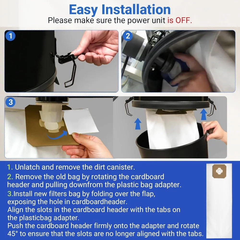 9520 Central Vacuum Bags Compatible with Vacuflo DB5000 DB7000 DB8000 DB9000 Maxum 5 7 9 Central Vacuum System 9520 Dust Bag - view 6