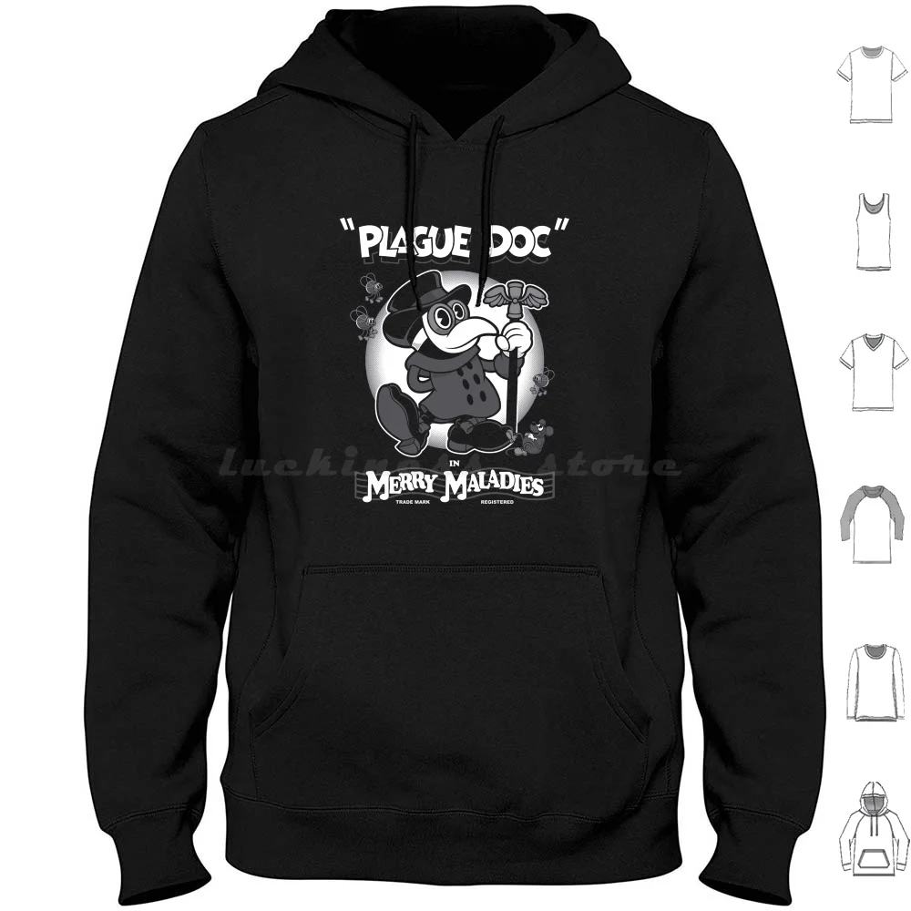 Merry Maladies-Vintage Cartoon Plague-Rubber Hose Hoodie Cotton Long Sleeve Plague Bird Creepy Cute Death Gothic