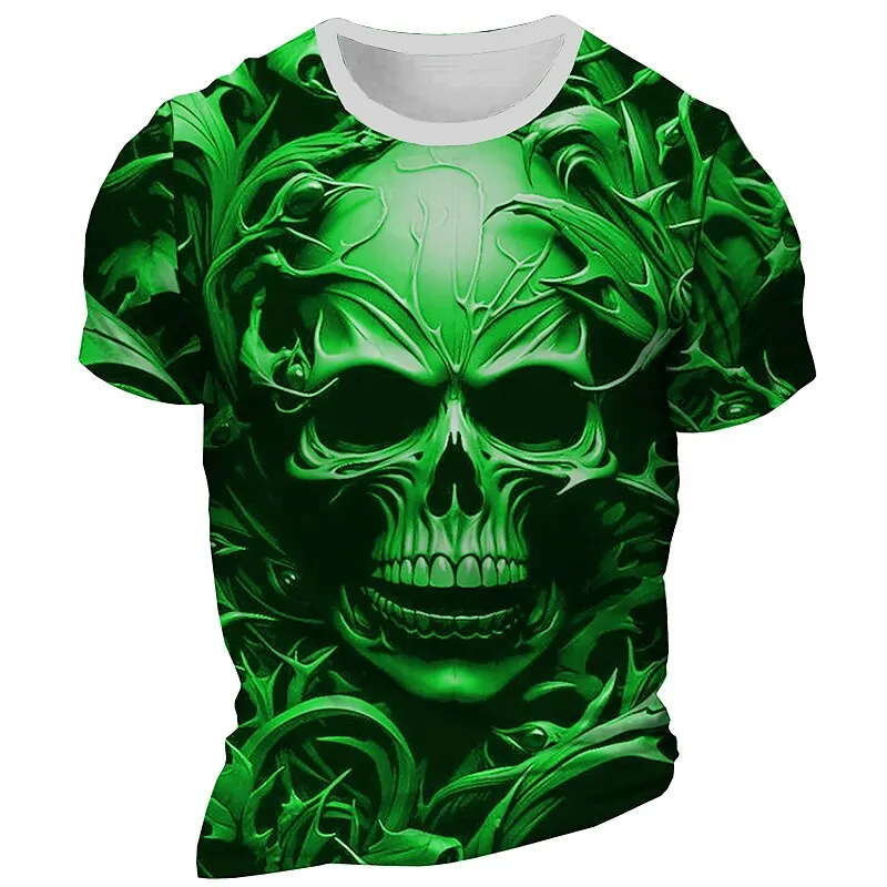 

Fashion 3D Skull Print T Shirt For Men Hip Hop Trend Harajuku Streetwear Casual O-neck Short Sleeve Tops Summer Vintage Clothes