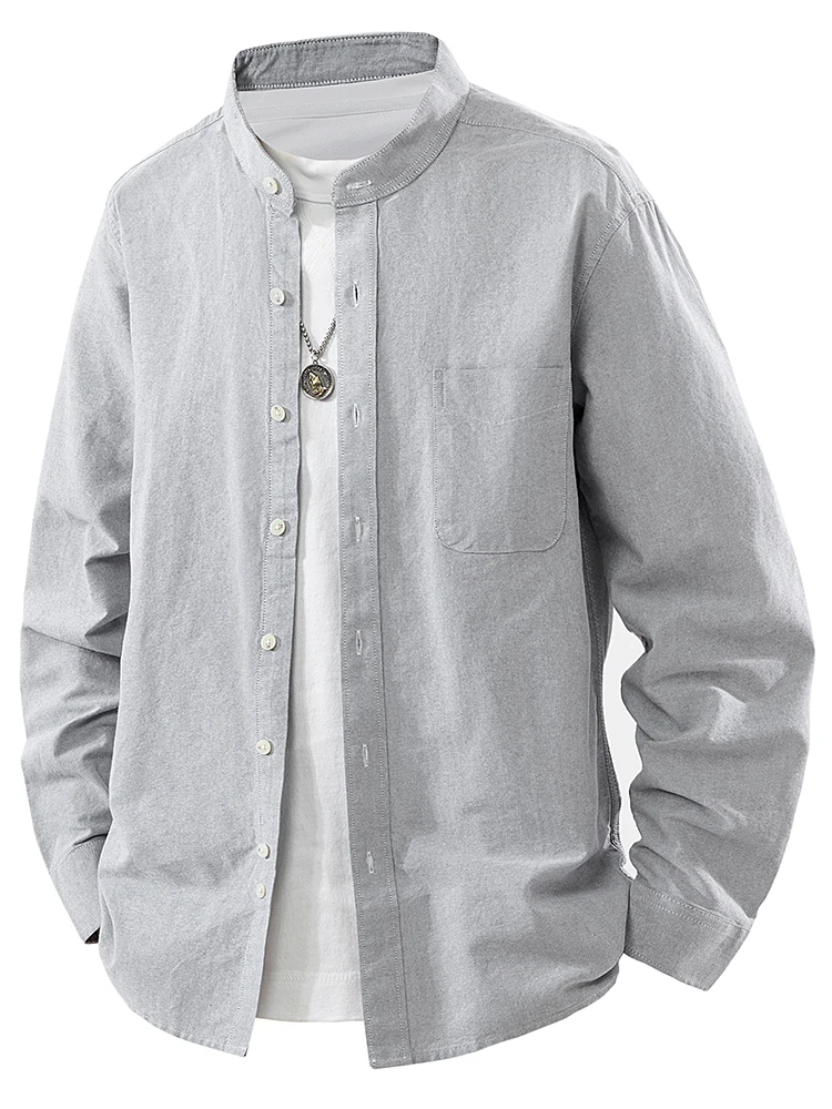 

New Men's Casual Long Sve irt Stand Collar Faionable Loose Busin Casual Cotton Wear Resistant Outdoor Travel irt