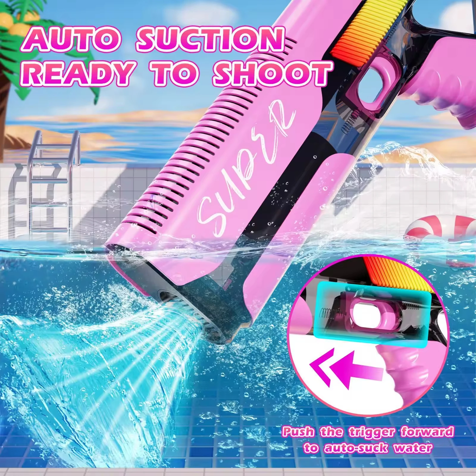 امتصاص الماء الكهربائي سعة كبيرة مسدس مياه الشاطئ الصيف في الهواء الطلق الإنترنت المشاهير مدفع المياه لعب الأطفال الكبار #5