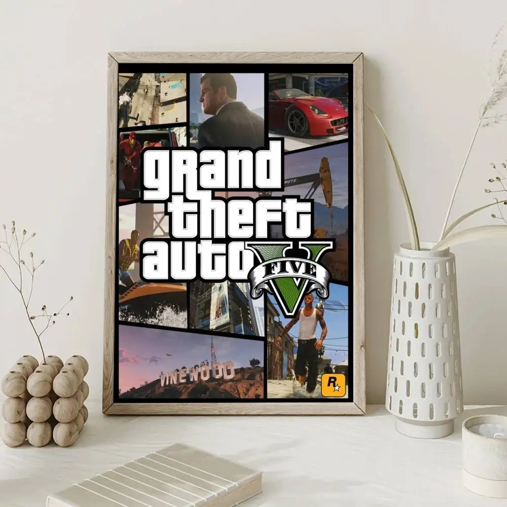 ملصق لعبة Grand Theft-Auto GTA-V ملصقات لاصقة مقاومة للماء ملصق ورقي للمقهى وبار ديكور المنزل #3