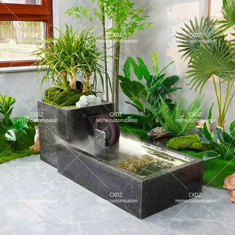Waterfall Stacked Water Feature for Courtyard Small Garden Villa Landscape Circulating Flowing Water Ornament Fountain