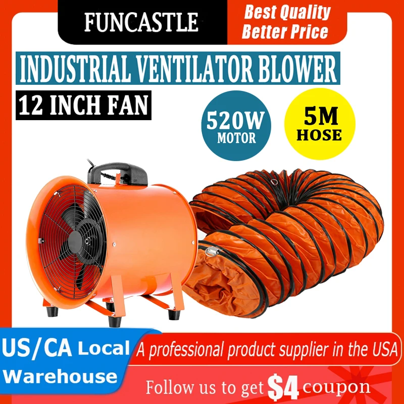 

Industrial Powerful Exhaust Fan,Powerful Air Blower,Ventilator Fan, PVC Duct Hose,Portable Extractor Duct Ventilation Fans,12in