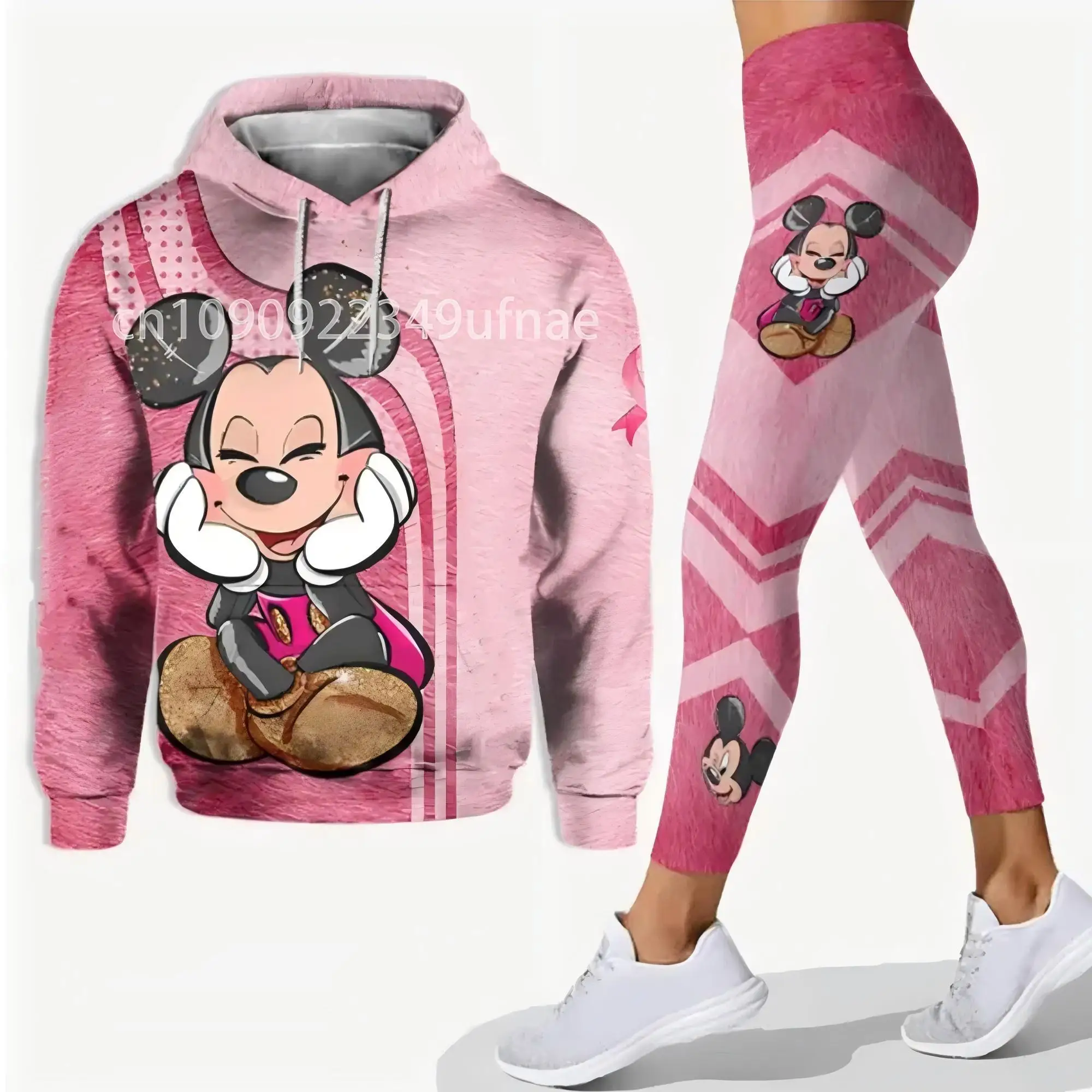 Disney 3D Hoodie Sports Yoga Pants Minnie Fashion Sports Women Yoga Set 3D