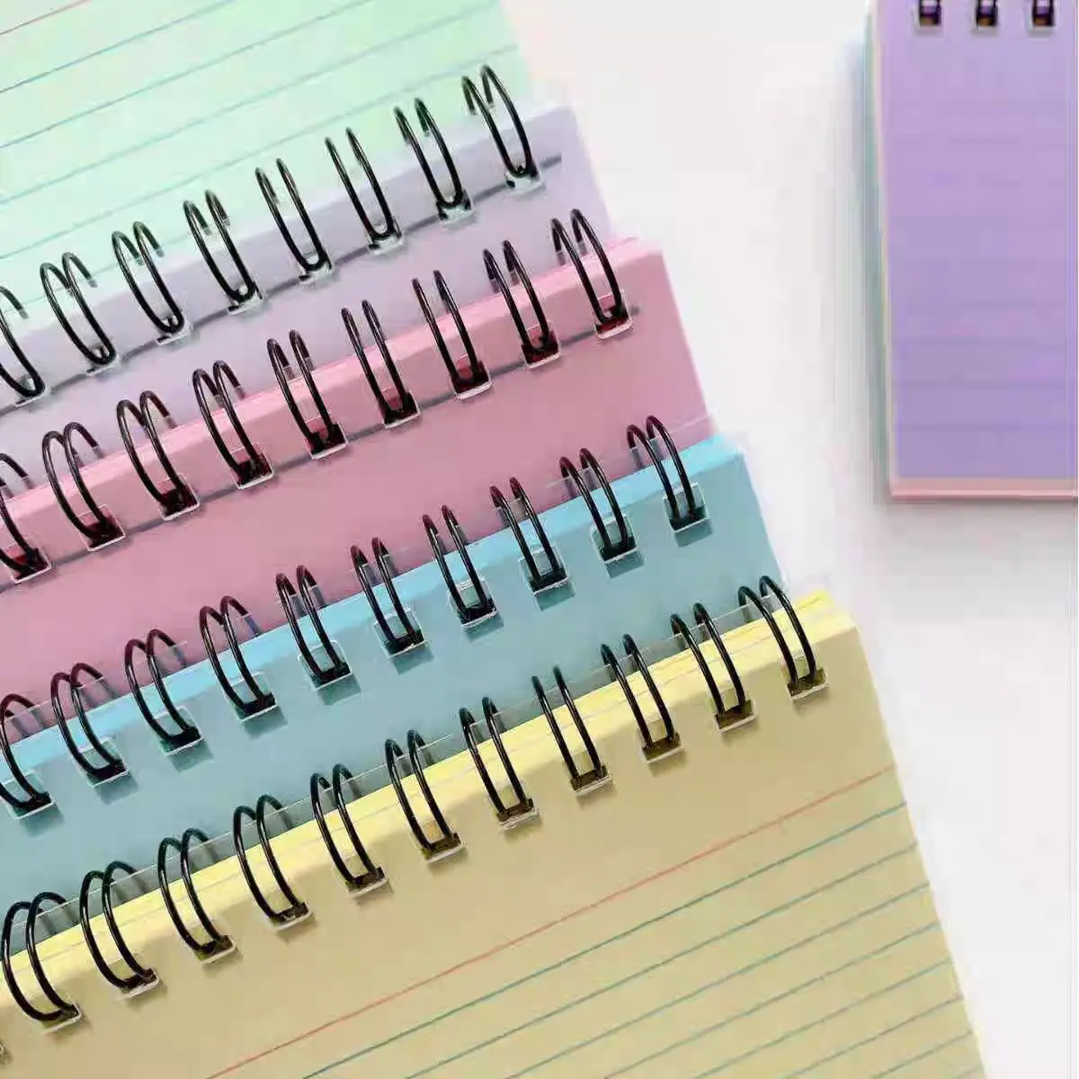 2pcs Minimalist Thickened Tear-off Five-Colour Spiral Notebook, Multi-functional Sticky Notes Pad, Fructose-Coloured Ruled Stu