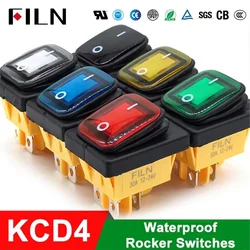 on off 30A/250V Heavy Duty 4 pin DPST IP67 Sealed Waterproof T85 Auto Boat Marine Toggle Rocker Switch with LED 12V 220V 30x22