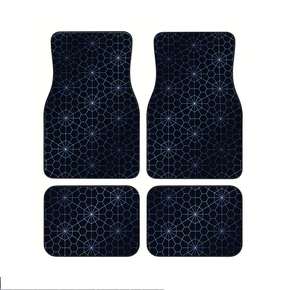 4pcs Radar Pattern Printed Car Floor Mats All-Season Full Coverage Wear-Resistant Car Mats Suitable For SUV Car Interior Exquisi