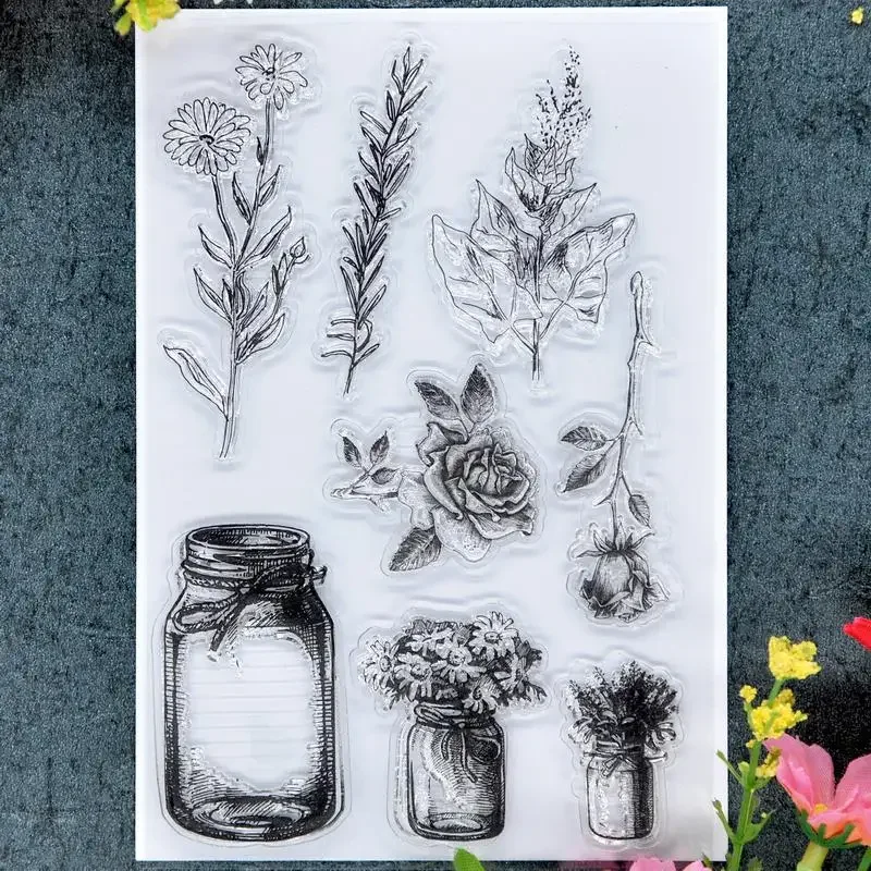 Flowers Transparent Clear Silicone Stamp Seal for DIY Scrapbooking Photo Album Decorative