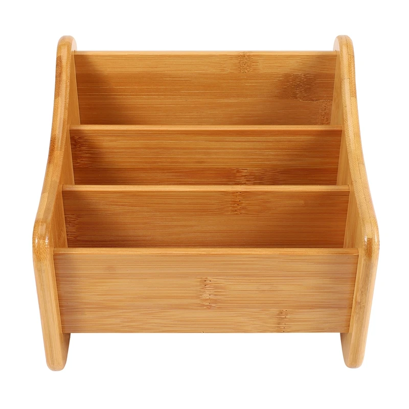 

Desk Organizer Wood Desk Organizer Bamboo Remote Control Holder Storage Container with 3 Compartments
