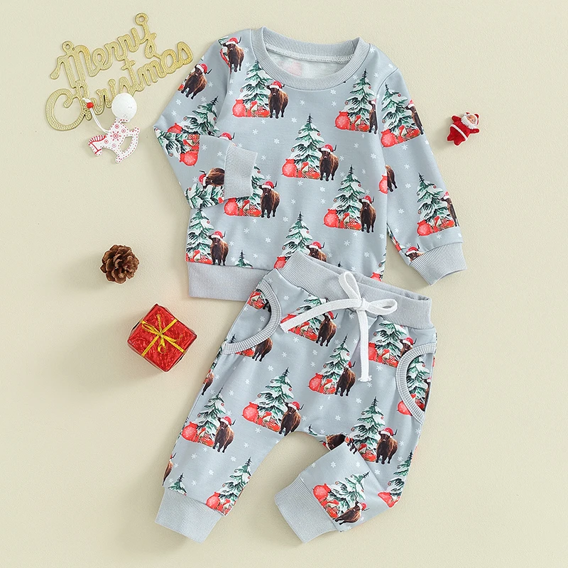 Adorable 2 Piece Winter Outfit Snowflake Print Hoodie and Cozy Pants Set for Baby Toddler Christmas Clothes Collection