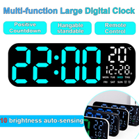 Multi-function Large Digital Wall Clock 10 Brightness Adjustable LED Clock 12/24H Electronic LED Alarm Clock with Remote Control